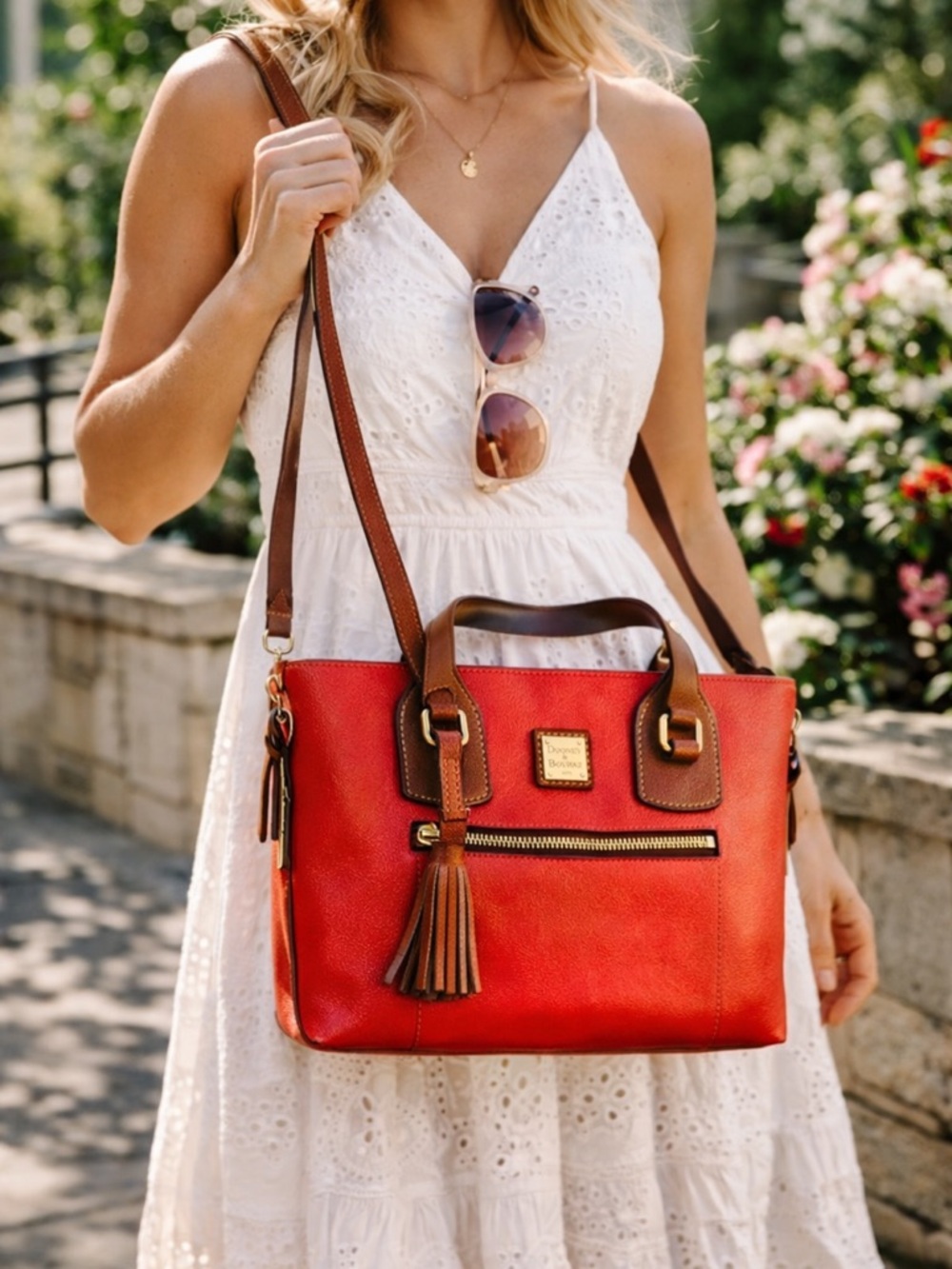 Dooney & Bourke‎ Morgan Shoulder Bag Tote | Geranium Italian Leather &  Tassels